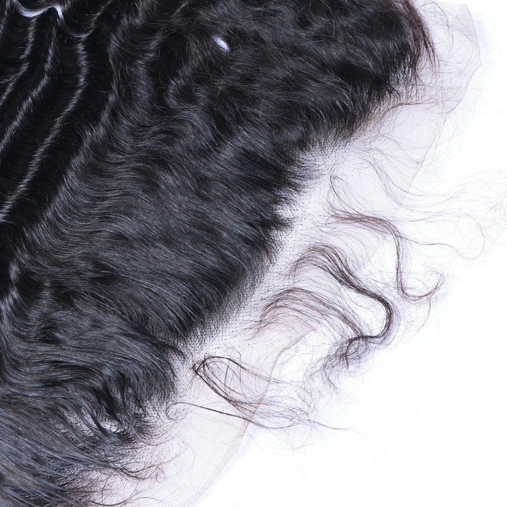 Deep Wave Virgin Human Hair Natural Black Frontal