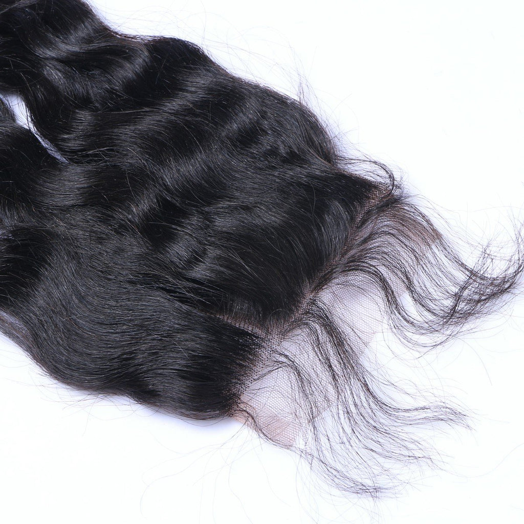Natural Curly Virgin Human Hair Natural Black Closure